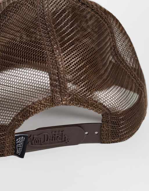 Von Dutch distressed herringbone cap in brown, 3 of 3