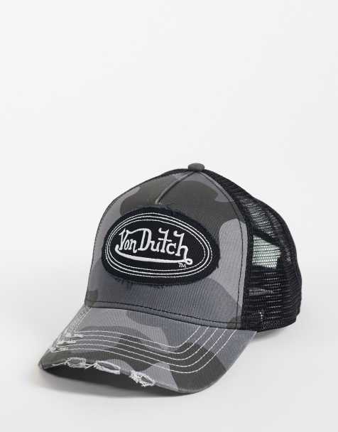 Von Dutch distressed trucker cap in grey camo - view 1