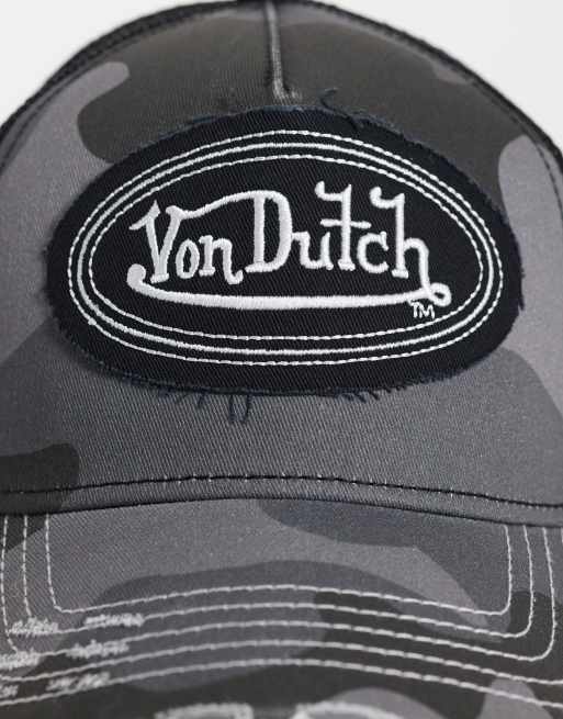 Von Dutch distressed trucker cap in grey camo, 3 of 3