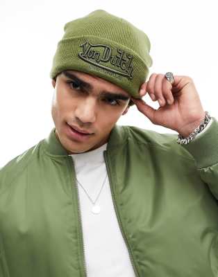 Von Dutch Flint beanie in khaki-Green