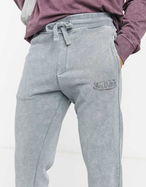 Von Dutch – Jogginghose in Grau mit Print in Acid-Waschung, Kombiteil
