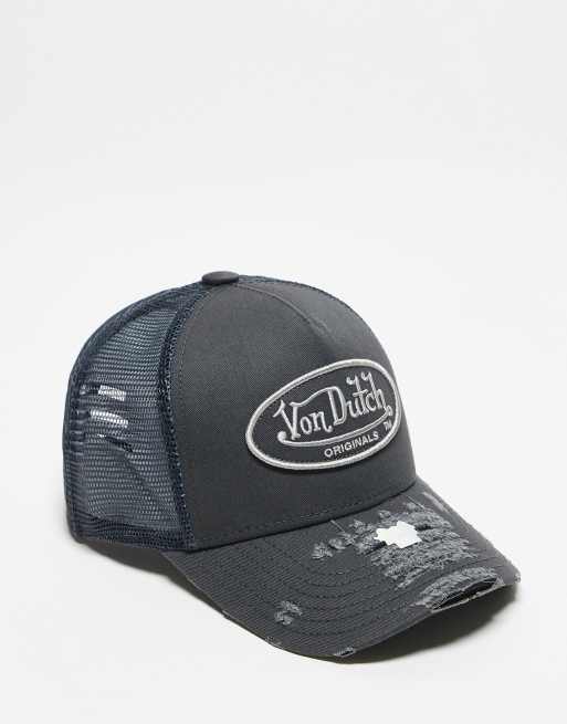 Von Dutch – Kiruna – Szara podniszczona czapka trucker z daszkiem 