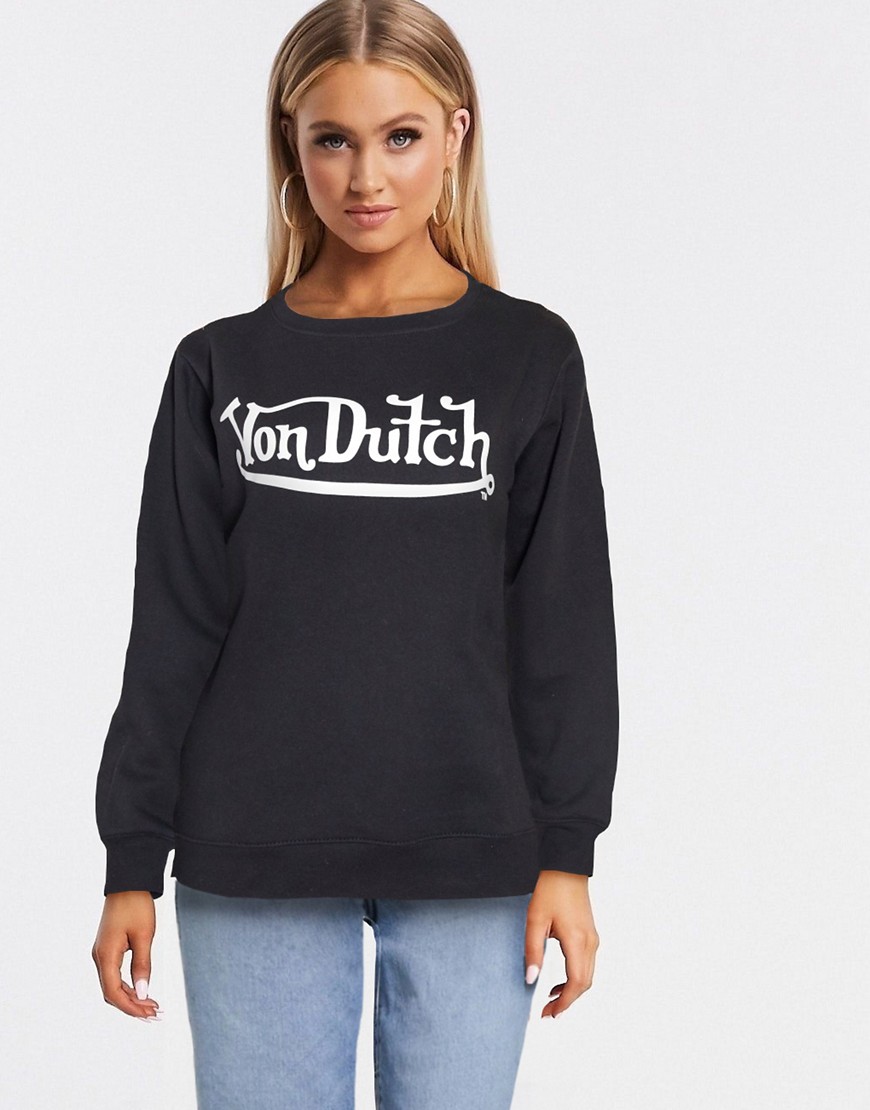 Von Dutch logo long sleeve top-Black