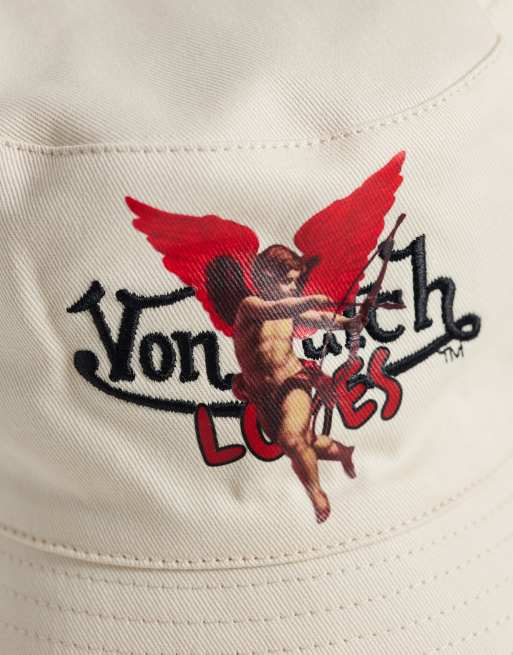 Von Dutch Loves bucket hat in cream, 2 of 3