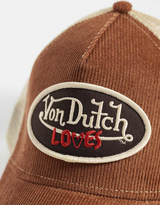 Von Dutch Loves cordutch trucker cap in brown, 2 of 3