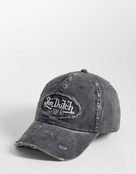 Von Dutch Loves distressed denim dad cap in black - view 1