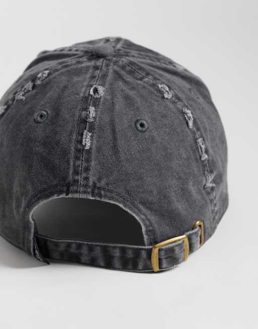 Von Dutch Loves distressed denim dad cap in black, 3 of 3