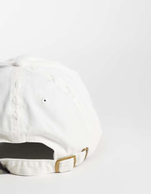 Von Dutch Loves distressed denim dad cap in white, 3 of 3