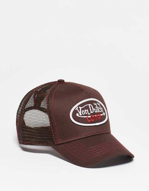 Von Dutch loves red stitch trucker cap in brown - view 1
