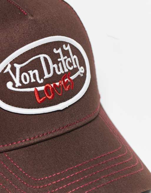 Von Dutch loves red stitch trucker cap in brown, 2 of 3