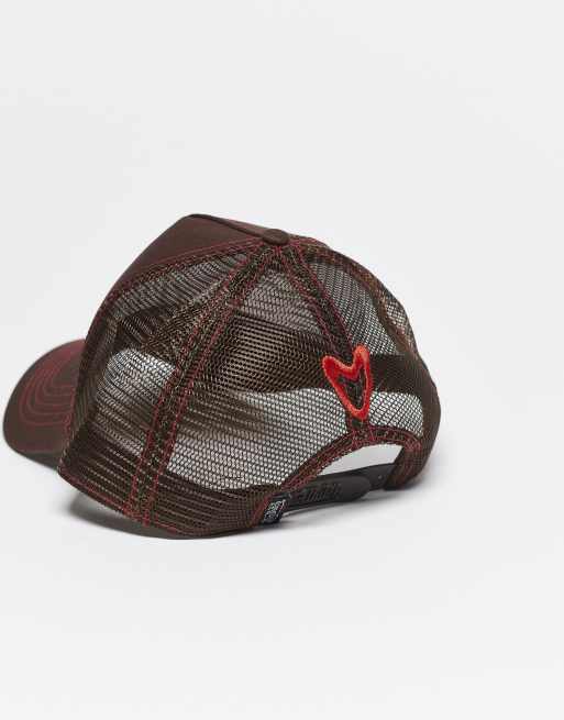 Von Dutch loves red stitch trucker cap in brown, 3 of 3