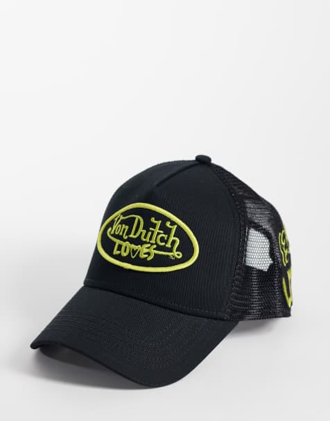 Von Dutch loves trucker cap in black and yellow - view 1