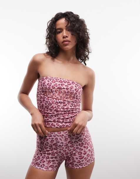 Von Dutch low rise micro mini shorts with bum graphic in pink leopard co-ord - view 1