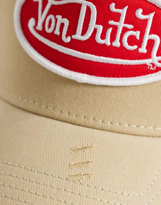Von Dutch – Mechanic – Beżowo-czerwona czapka trucker, 3 z 3