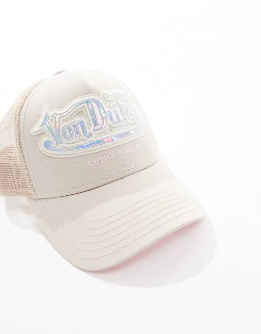 Von Dutch - Memphis - Casquette camionneur à logo métallisé - Crème, 2 de 3