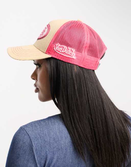Von Dutch Nelson corduroy trucker cap with sequin logo in beige - exclusive to ASOS , 3 of 4