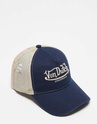 Von Dutch - Newark - Trucker-Kappe in Marineblau und Beige