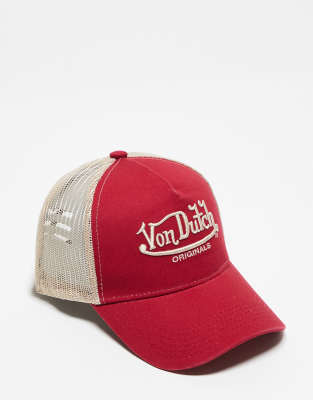 Von Dutch - Newark - Trucker-Kappe in Rot und Beige