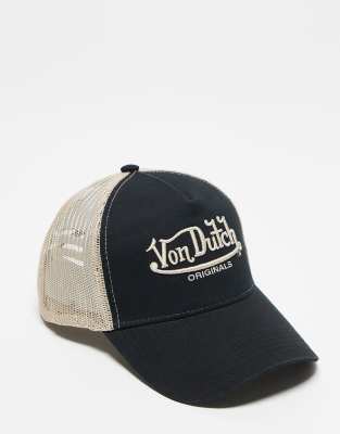 Von Dutch - Newark - Trucker-Kappe in Schwarz und Beige