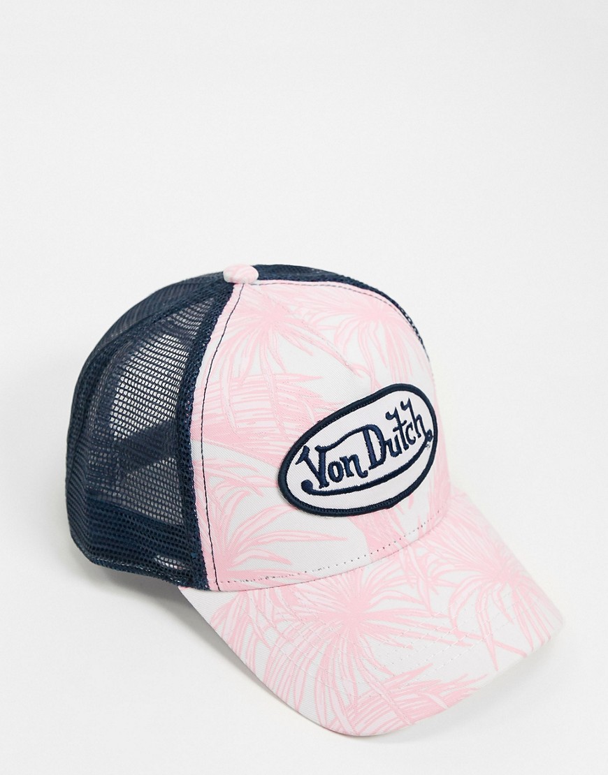 Von Dutch - palmeprintet kasket med logo-Pink
