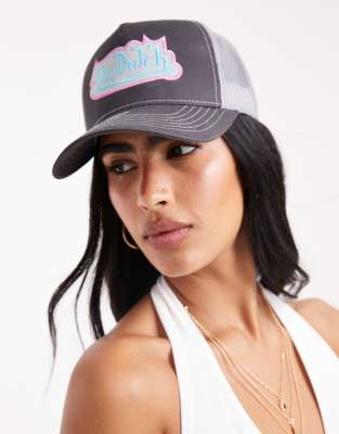 Von Dutch - Rockford - Casquette de camionneur - Gris et rose-Noir