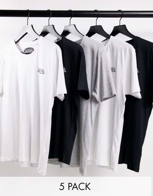 Von Dutch - Set van 5 lounge T-shirts in grijs