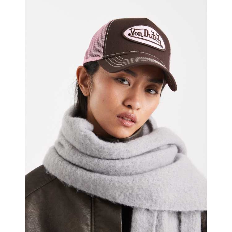Von Dutch staple trucker cap in brown and pink | ASOS