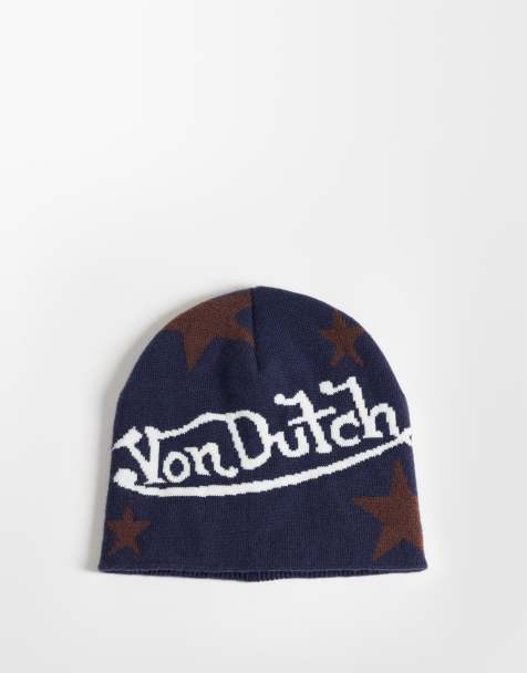 Von Dutch star beanie in navy and brown - view 1