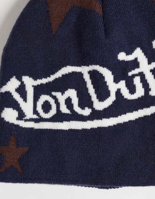Von Dutch star beanie in navy and brown, 3 of 3