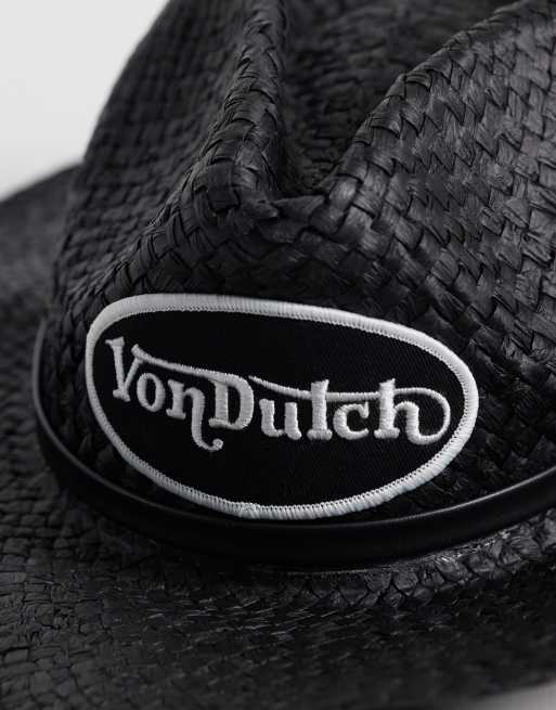 Von Dutch straw cowboy hat in black and white, 2 of 3