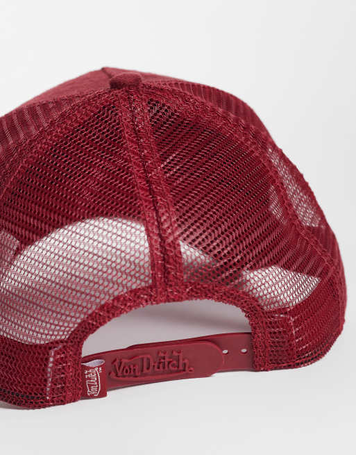 Von Dutch suede trucker cap in raspberry, 3 of 3