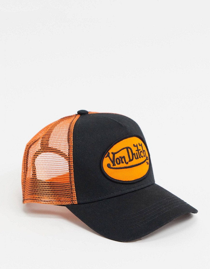 Von Dutch – Svart och orange keps med logga