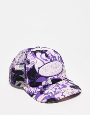 Von Dutch Tampa trucker hat in purple eye camo - ASOS Price Checker