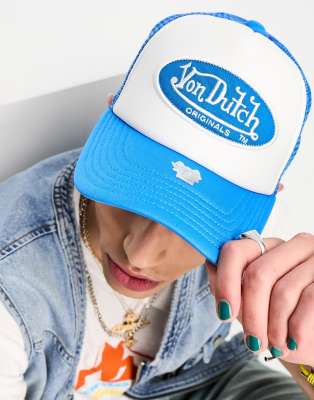 Vintage White and Blue Von Dutch Cap / Von Dutch Cap / Von Dutch Trucker  Cap. Deadstock Cap. Von Dutch USA -  Denmark