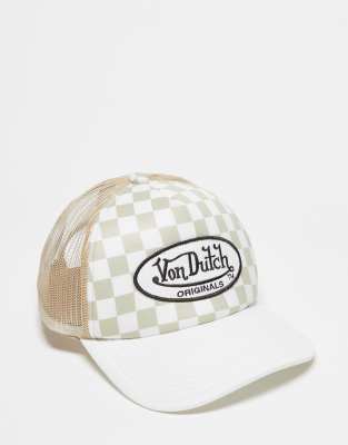 Von Dutch - Tampa - Truckerkappe in Beige mit Schachbrettmuster-Neutral