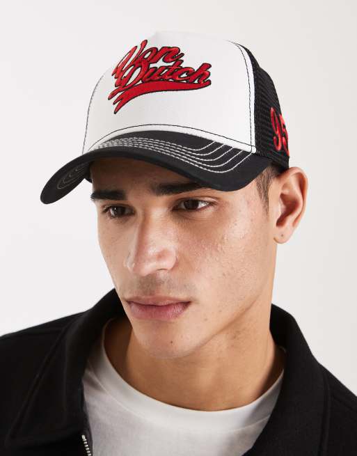Von Dutch trucker cap in black and white with contrast red logo, 2 of 3