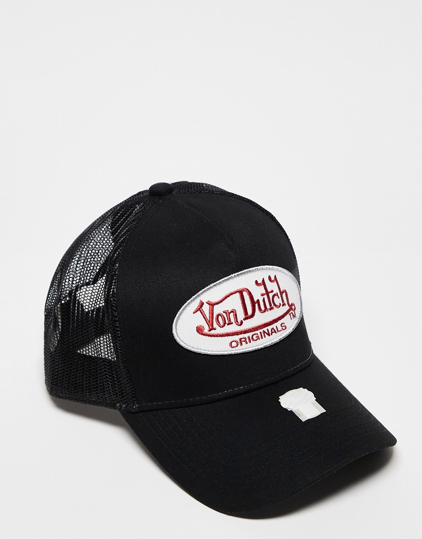Von Dutch trucker cap in black white and red