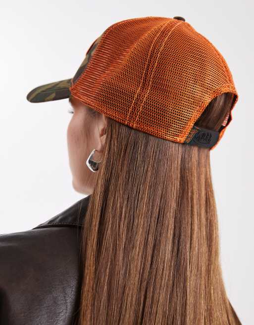 Von Dutch trucker cap in camo with contrast orange logo, 3 of 3