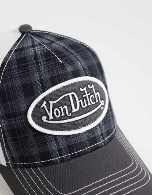 Von Dutch trucker cap in grey plaid, 3 of 3