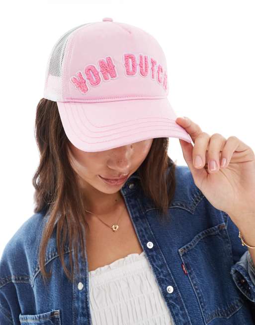 Von Dutch trucker cap with teddy logo in pink