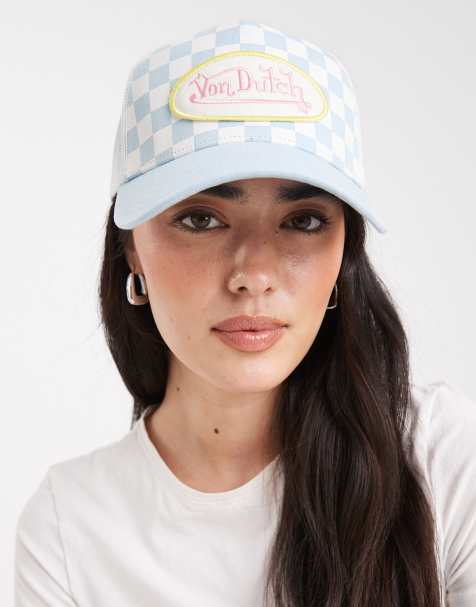 Von Dutch trucker check cap in blue & white - view 1