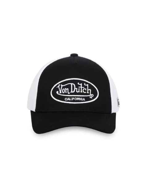Von Dutch VD logo trucker dad cap in black and white - view 1