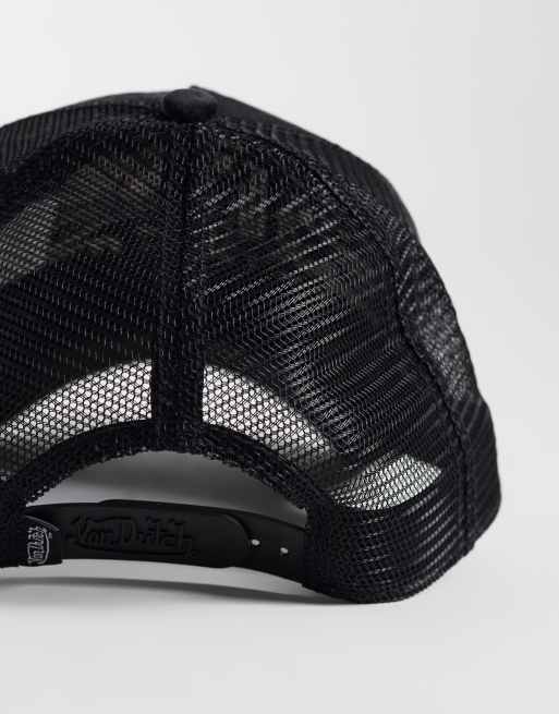 Von Dutch velvet trucker cap in all black, 3 of 3