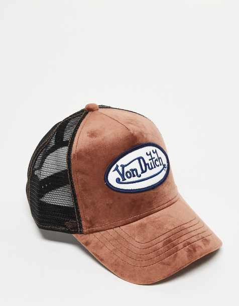 Von Dutch velvet trucker cap in brown - view 1