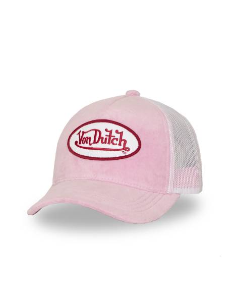 Von Dutch velvet trucker cap in pink - view 1