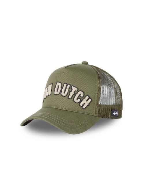 Von Dutch – Zielona czapka z daszkiem i logo z dzianiny bouclé