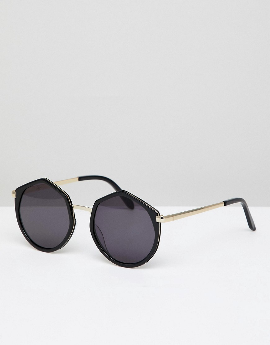 Vow London – Leah – Runde Oversize-Sonnenbrille In Schwarz No Size