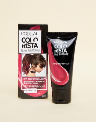 фото Временная краска для темных волос цвета \"raspberry pink\" l'oreal paris colorista hair makeup-розовый l oréal pa