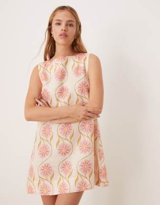 Vrg Grl VRG GRL aftersun bloom floral linen shift dress in multi