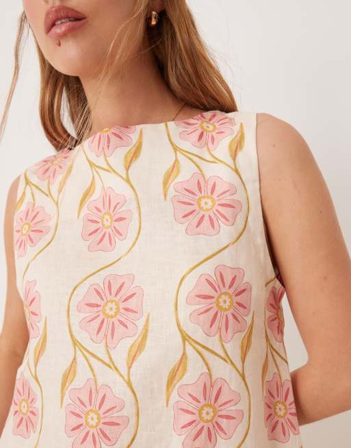 VRG GRL aftersun bloom floral linen shift dress in multi, 2 of 4